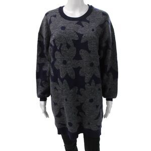 DKNY Womens Sweater Dress Gray Floral Long Sleeve Size M